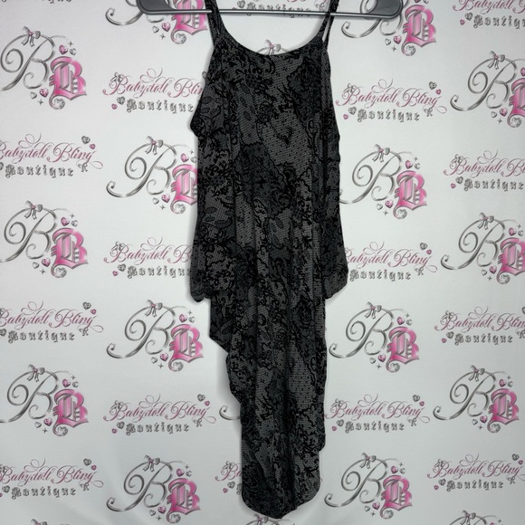 Guess by Marciano top long dress style open cold shoulder lace print grey black - Picture 7 of 9